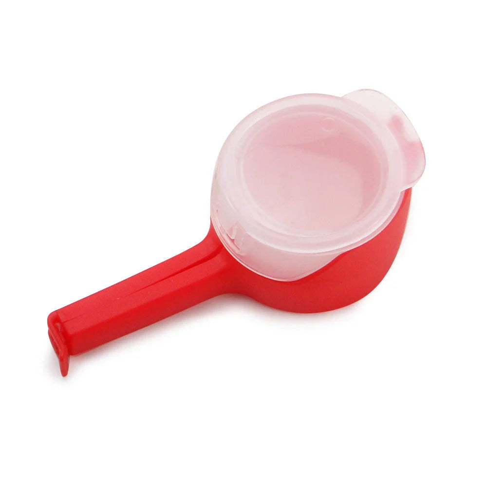 Premium food preservation clip with airtight seal and wide pouring spout to keep snacks fresh