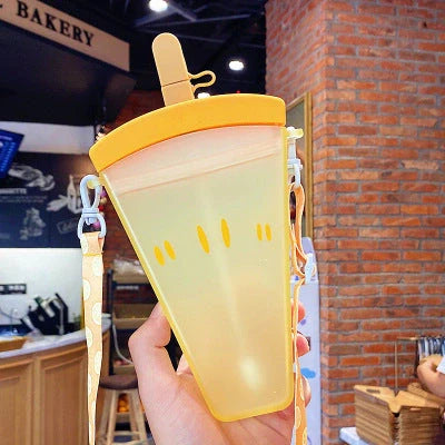 Anti-drop children's popsicle cup with cartoon design and cup rope