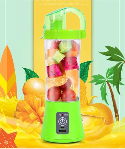 Portable USB Rechargeable Fruit Juicer Blender with 400mL Juice Cup in Blue, Pink, and Green Colors
