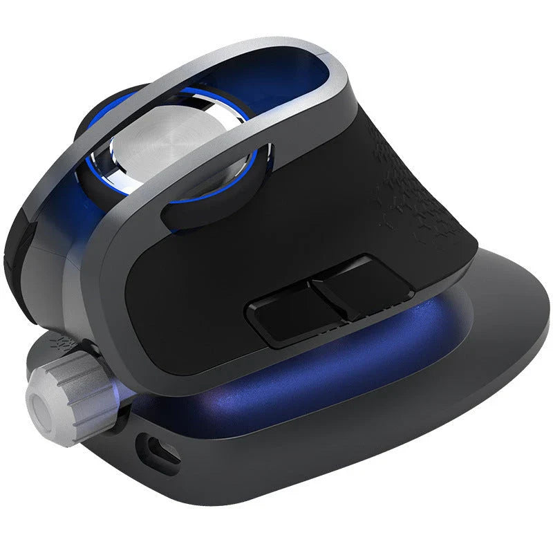 Ergonomic wireless vertical mouse with adjustable angle, high-precision sensor, and intuitive controls for enhanced productivity and comfort
