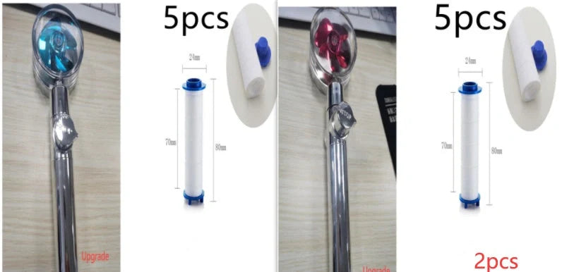 Turbo Propeller Shower Head in various colours with 360-degree fan extension
