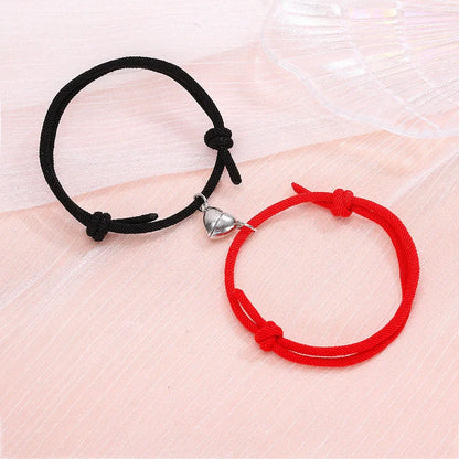 Stylish magnetic couple bracelets with heart design in various colors