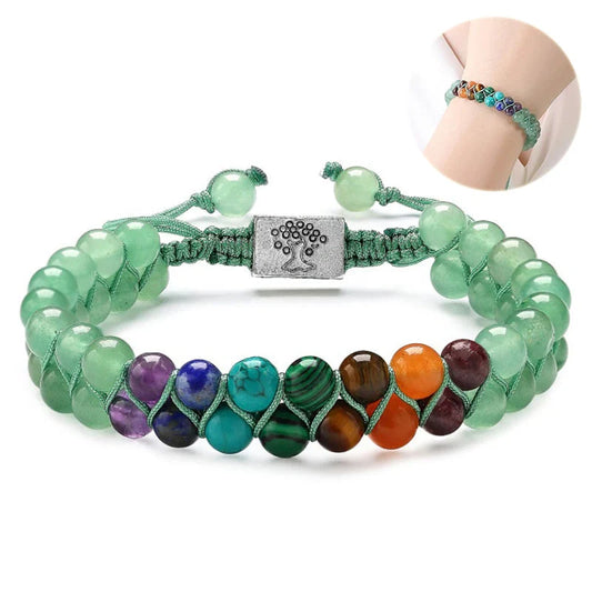 Handmade 7 Chakra Stone Bead Yoga Meditation Bracelet for women, featuring natural gemstones.