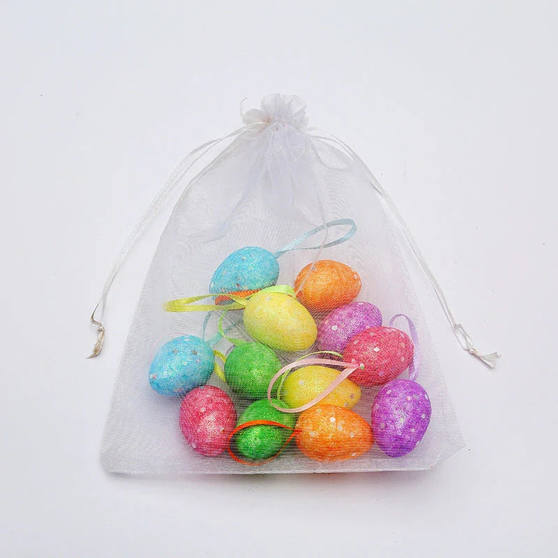 Colorful DIY Easter egg hanging decorations in various sizes and styles, perfect for springtime displays and celebrations.
