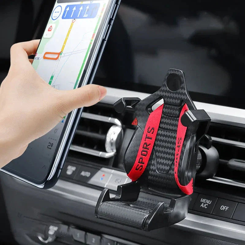 Vent-mounted car phone holder with 360-degree rotation for safe, hands-free driving