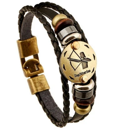 Stylish constellation-themed leather bracelet with adjustable length and variety of designs