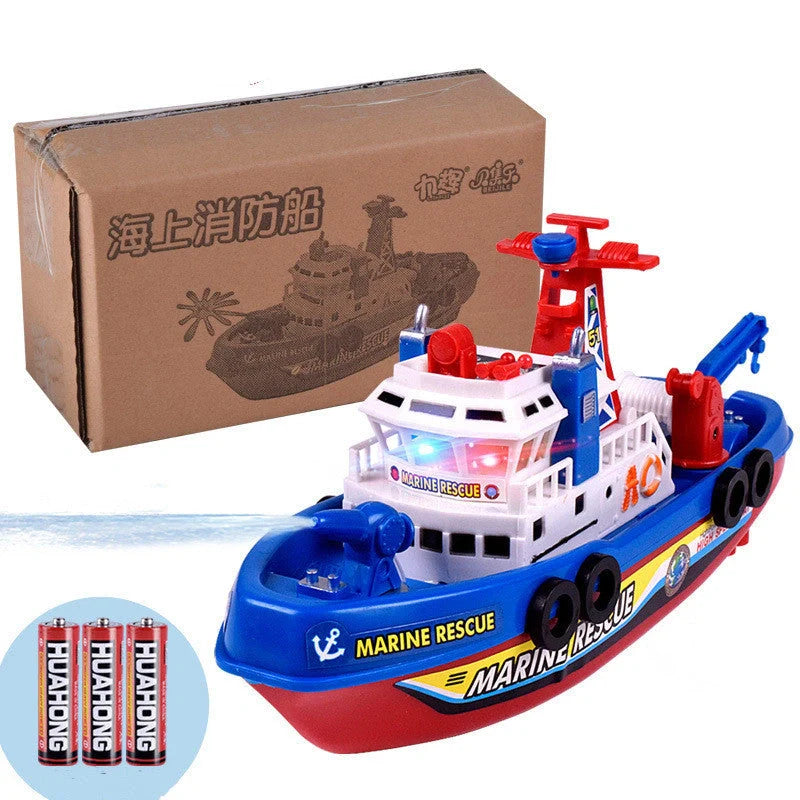 Toddler bath toys featuring an electric boat and three penguin sprinklers for fun bath time