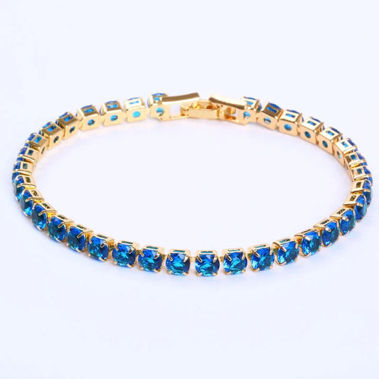 Luxury cubic zirconia tennis bracelet for women and men, available in multiple colours and sizes.