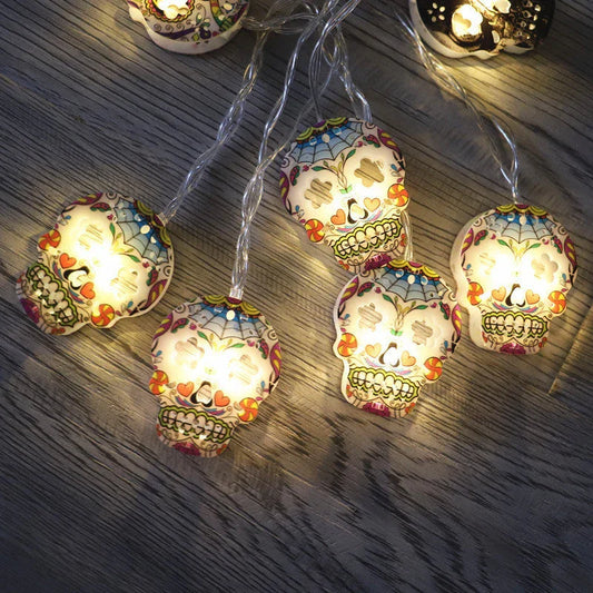 Halloween Skull LED Light String - Spooktacular Lights for Haunting Ambience