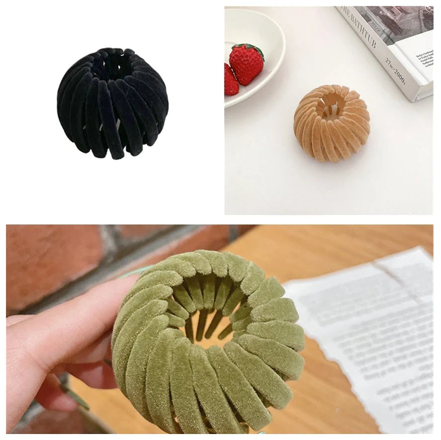 Velvet bird's nest hair ring hairpin in various colours for stylish ponytails