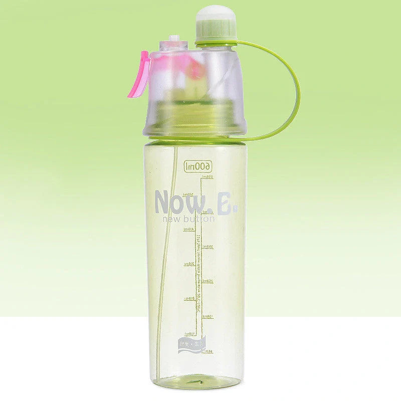 Refreshing mist spray cup with adjustable water spray, transparent scale, and compact design for outdoor activities