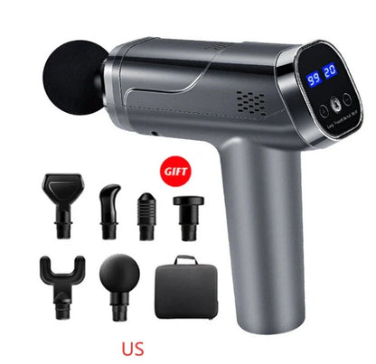 Touch Screen Fascia Gun Muscle Massager with six interchangeable heads