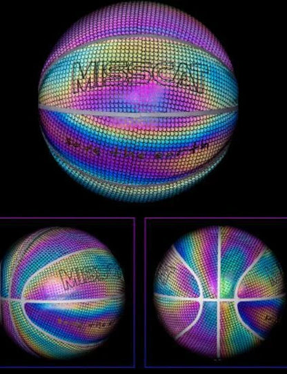 Luminous glow-in-the-dark basketball with reflective design for night games and outdoor activities