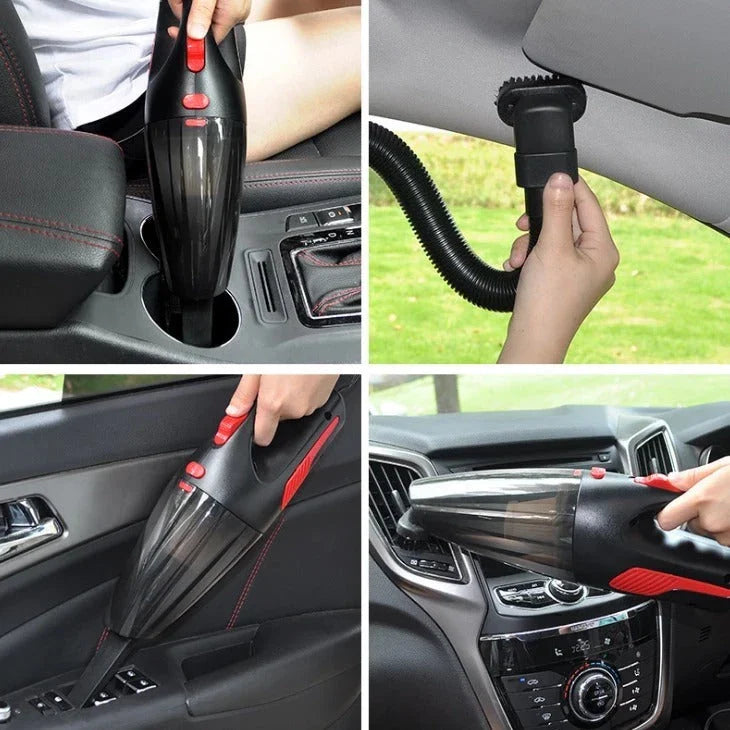 Powerful handheld vacuum cleaner with attachments for cleaning small car interiors