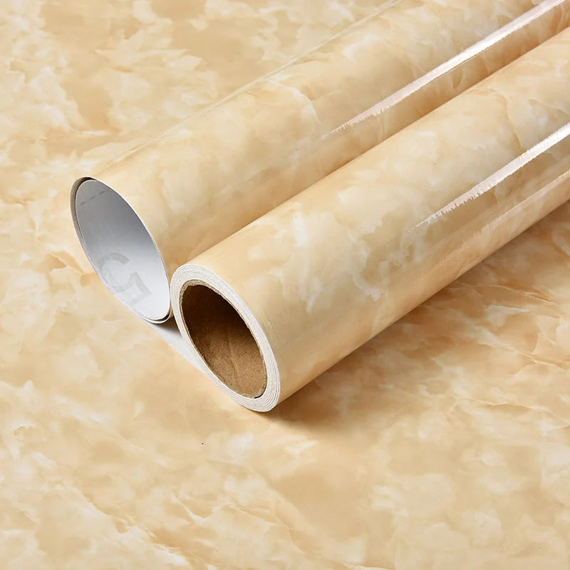 Elegant marble effect wallpaper for kitchen and bathroom renovation