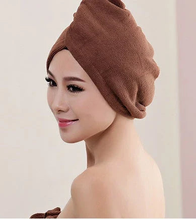 Luxury microfibre hair drying cap with absorbent and quick-drying properties, available in various colours
