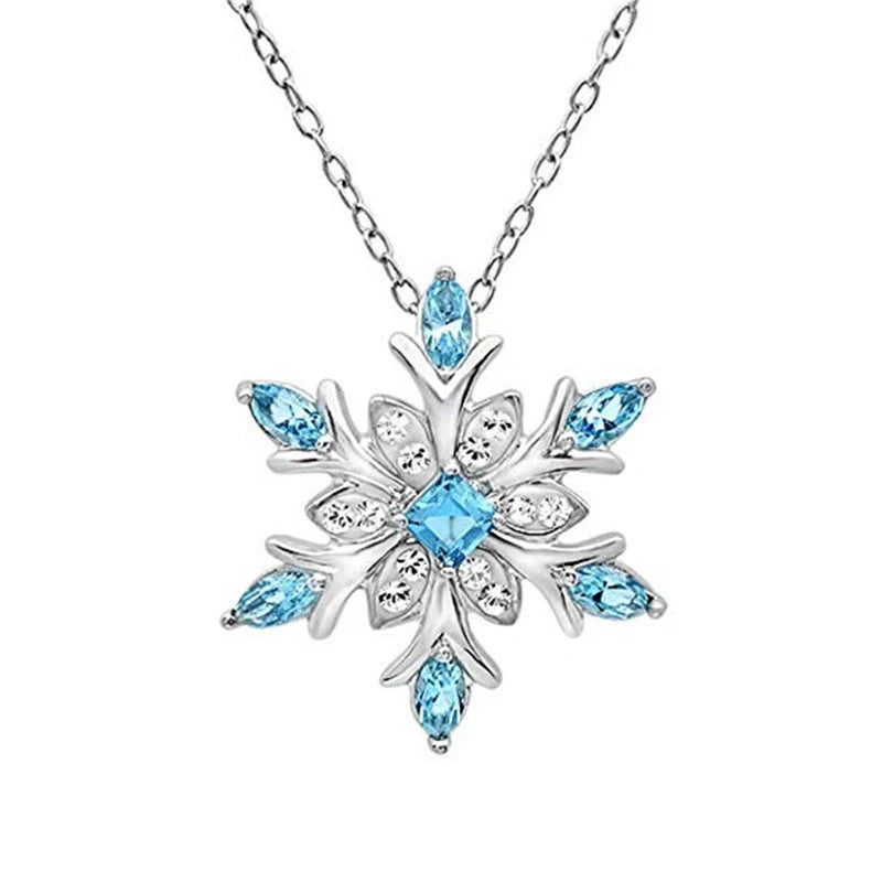 Elegant zircon snowflake necklace with bamboo chain, a beautiful Christmas accessory for women