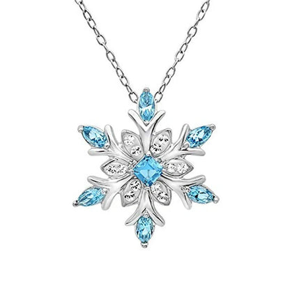 Elegant zircon snowflake necklace with bamboo chain, a beautiful Christmas accessory for women