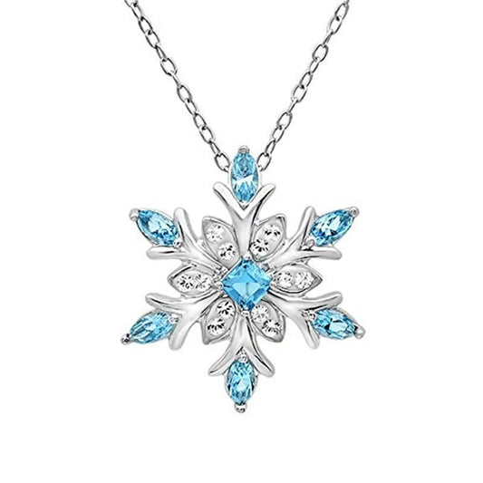 Elegant zircon snowflake necklace with bamboo chain, a beautiful Christmas accessory for women