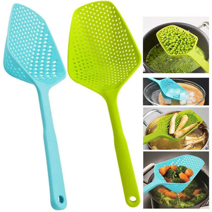 Large nylon strainer scoop colander for kitchen use, perfect for frying and soup making