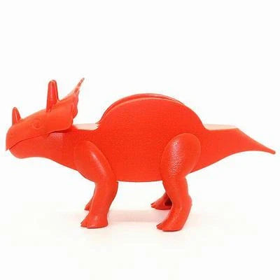 Dinosaur-shaped plastic taco holder in green, pink, or army green