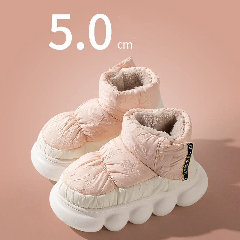 Winter ankle boots with down cloth upper and EVA sole in various colours