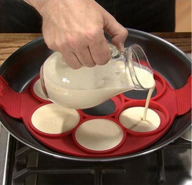 Red Silicone Pancake Mold with Various Shapes for Easily Making Perfect Pancakes at Home
