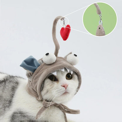 Adjustable head wearing feather funny cat stick toy for indoor play
