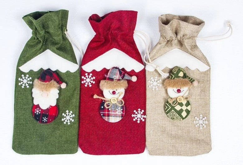 Festive Christmas wine bottle socks in vibrant colours, 14cm x 31cm