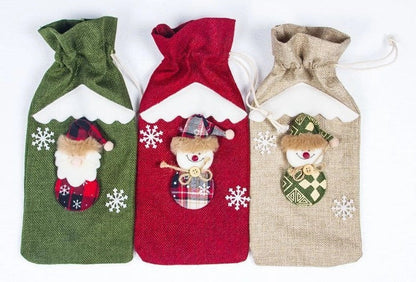 Festive Christmas wine bottle socks in vibrant colours, 14cm x 31cm