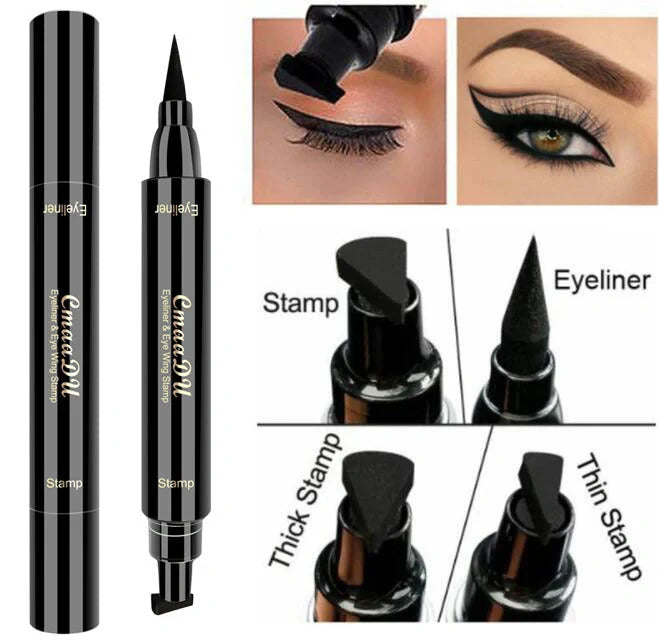 Double-headed wing seal eyeliner with carbon black formula for smudge-proof application