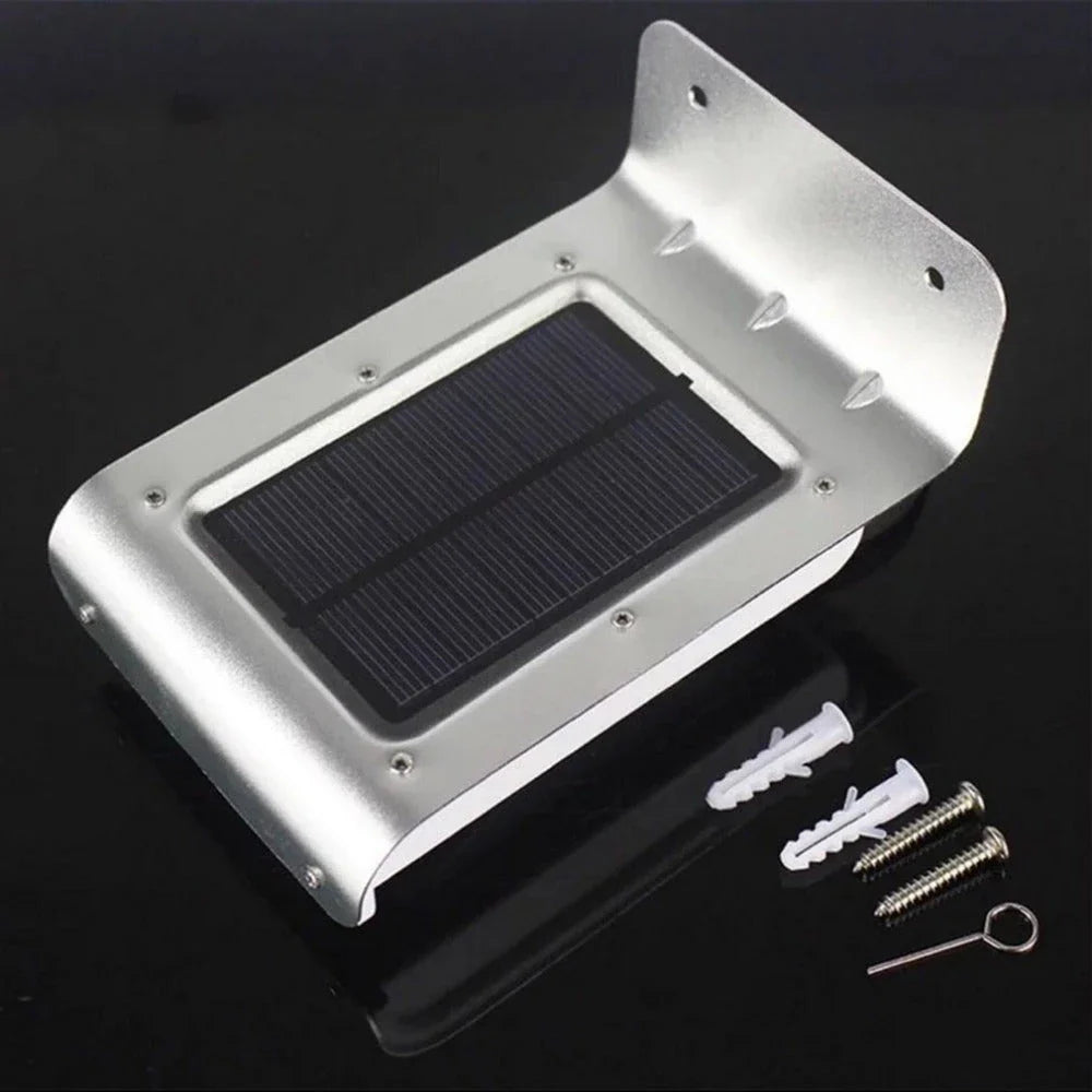 Solar-powered motion-activated outdoor light with bright LED illumination, weatherproof design, and automatic sensor activation
