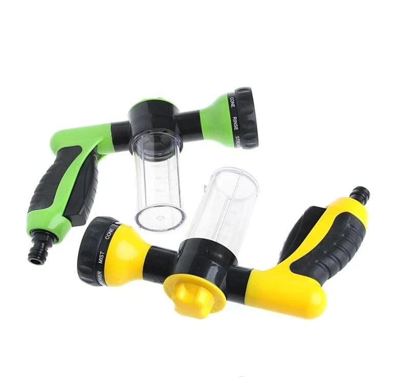 A premium high-pressure automotive foam sprayer with adjustable 8-in-1 spray settings for efficient car washing, garden maintenance, and household cleaning
