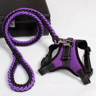 Premium padded dog harness with reflective trim, suitable for medium to large dogs