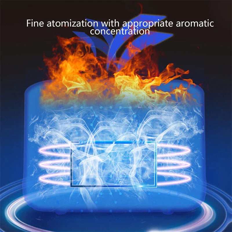 Cozy Flame LED Humidifier with realistic flame effect and silent cool mist diffusion for a relaxing, atmospheric experience