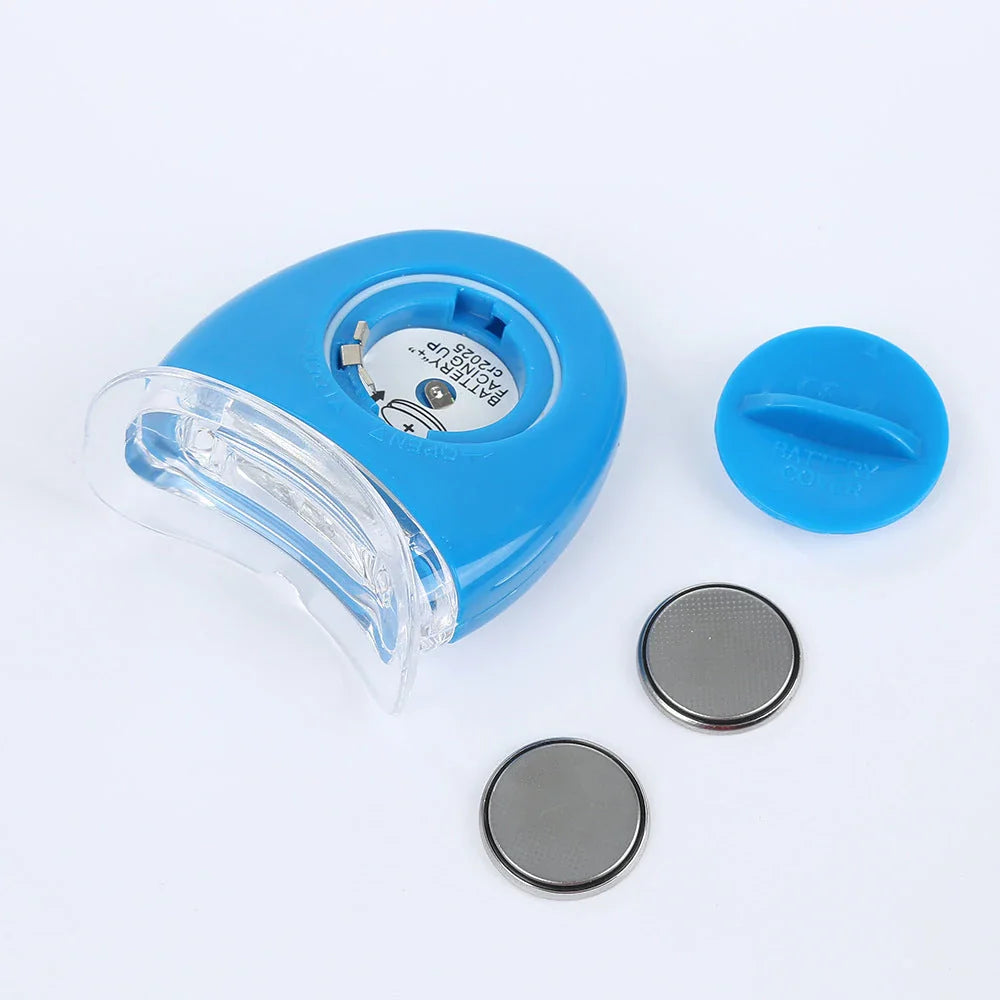 Premium blue LED teeth whitening lamp for on-the-go use, featuring compact, portable design and intelligent light technology.