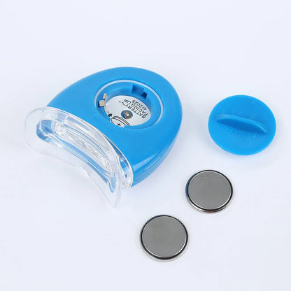Premium blue LED teeth whitening lamp for on-the-go use, featuring compact, portable design and intelligent light technology.