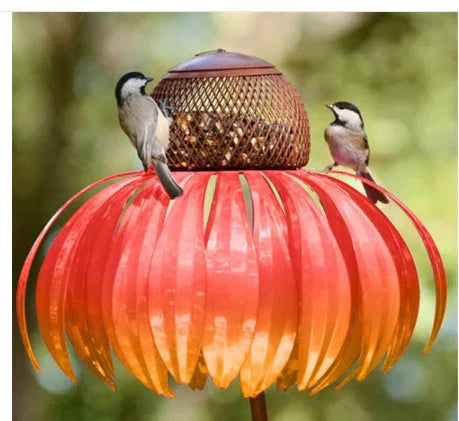 Elegant petal-shaped bird feeder in various colors, designed to attract and delight birds in your backyard