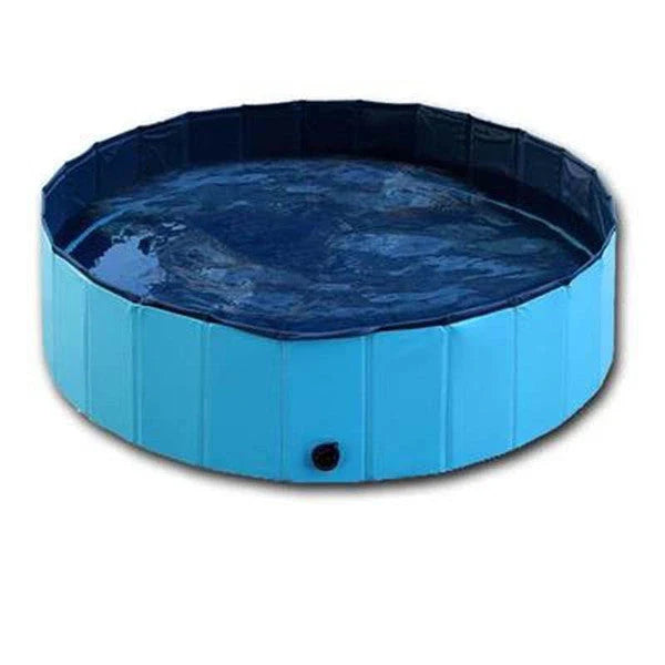 Durable foldable dog swimming pool made of sturdy PVC and plastic, featuring a non-slip bottom for safe play and bathing.