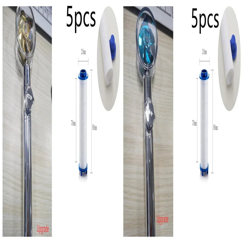 Turbo Propeller Shower Head in various colours with 360-degree fan extension