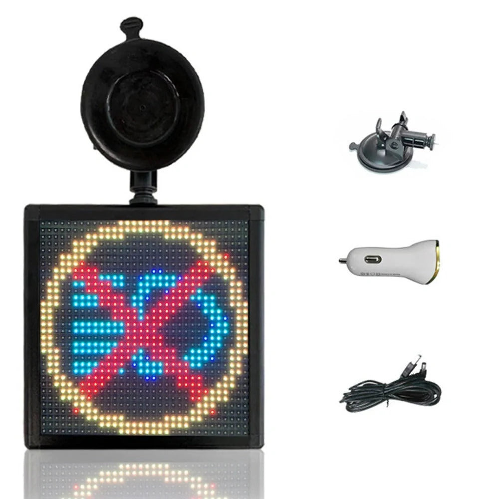 Car Rear Window LED Emoticon Screen displaying vibrant messages