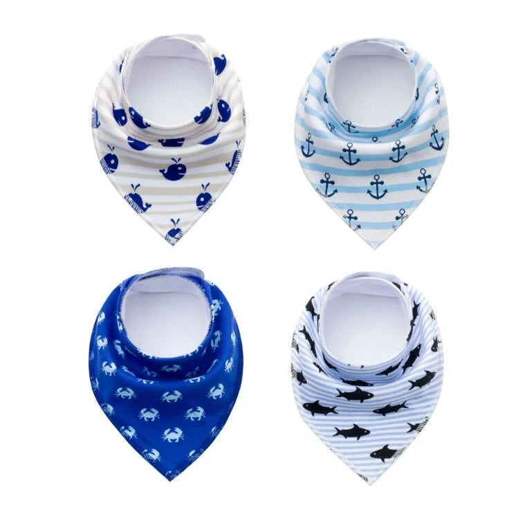 Stylish baby bibs set with arrow, wave, and triangle prints, perfect for keeping your baby clean and fashionable.