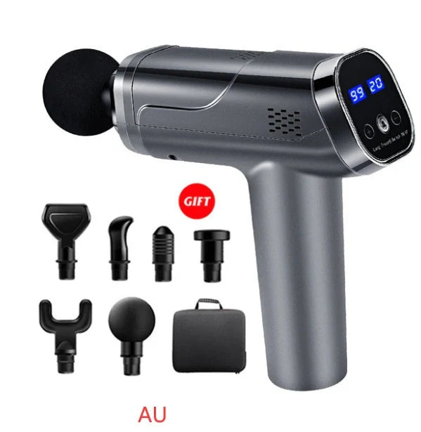 Touch Screen Fascia Gun Muscle Massager with six interchangeable heads
