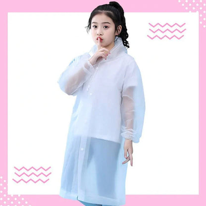 Transparent, lightweight, and compact children's poncho in vibrant colours for outdoor activities and wet weather protection