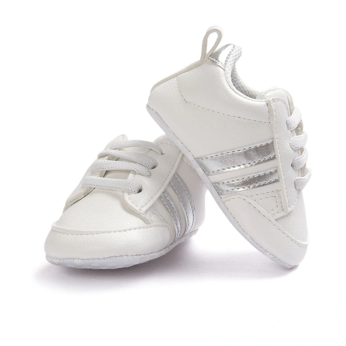 Soft PU leather non-slip baby moccasins for first walkers in brown