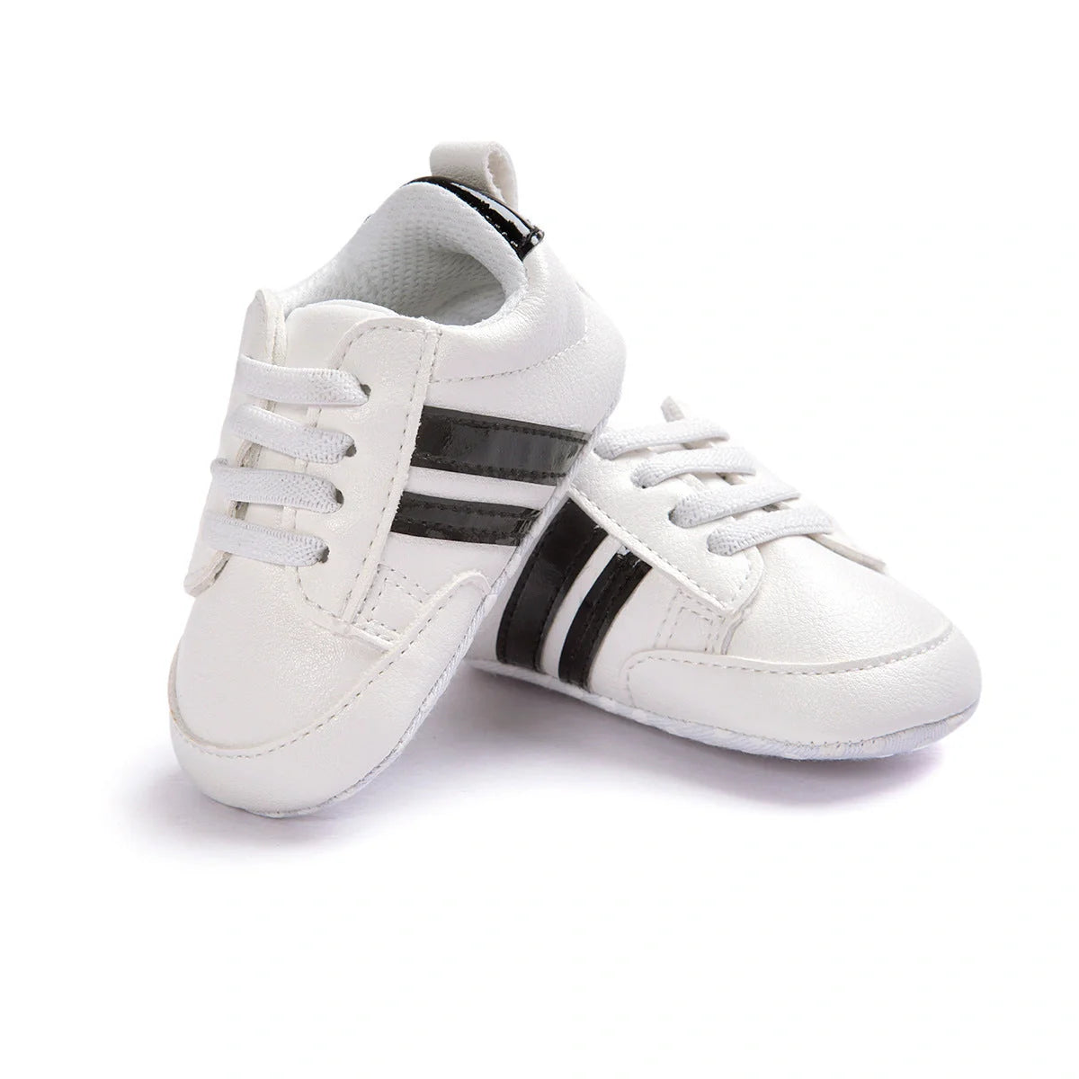 Soft PU leather non-slip baby moccasins for first walkers in brown