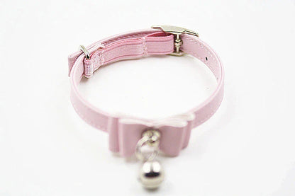 Stylish pet collar with bow tie and bell for small dogs, available in various colours