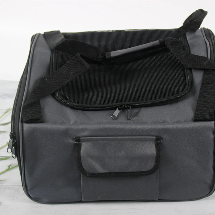 Quilted fabric pet car seat bag with breathable mesh for small cats and dogs