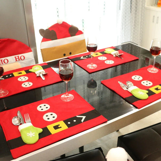Festive red Christmas dining table mat made with premium brushed fabric