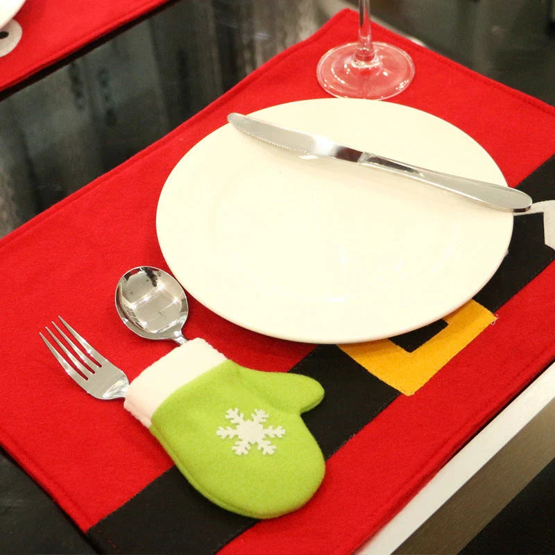 Festive red Christmas dining table mat made with premium brushed fabric